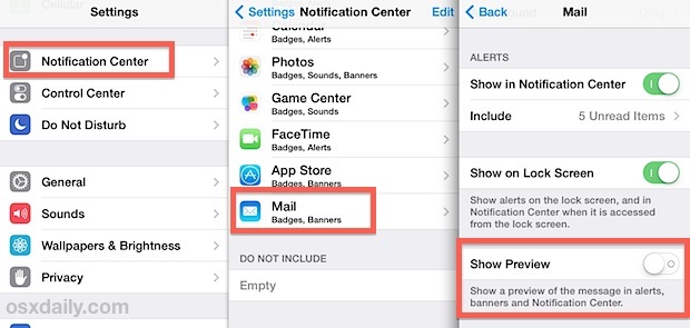 Nascondi le anteprime delle e-mail dalla schermata di blocco di iPhone, iPad, iPod touch