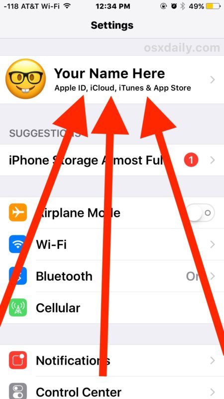 Accedi alle impostazioni di iCloud in iOS su iPhone