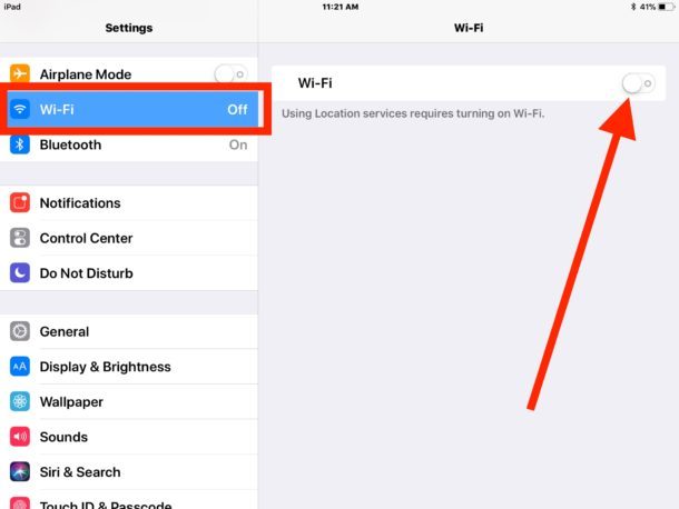 Come disabilitare il Wi-Fi su iOS 11