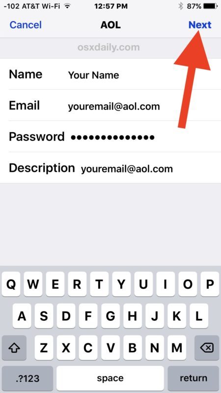 Aggiungi un nuovo indirizzo email e un account email a iOS