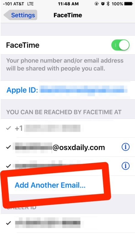 Aggiungi un altro indirizzo email a FaceTime in iOS