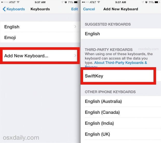 Aggiungere una nuova tastiera in iOS