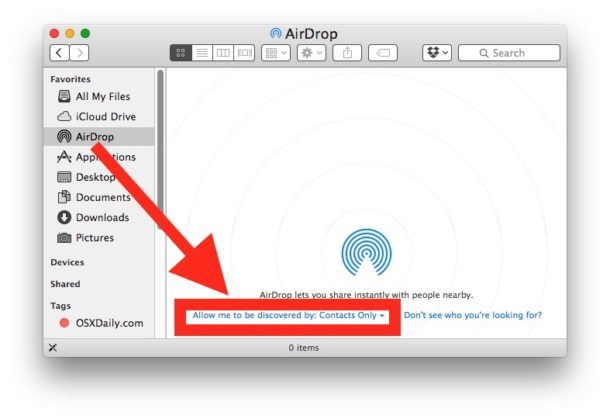 Su Mac apri Airdrop per accettare i file