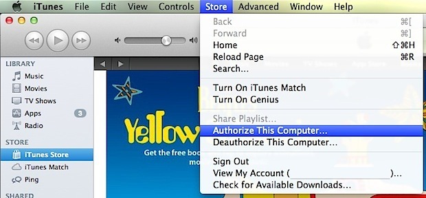 Autorizza un computer per iTunes