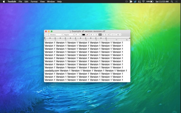 Un file è stato salvato nella versione salvata in precedenza dello stesso documento in Mac OS X.