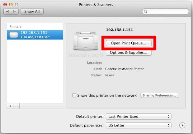 Apri la coda di stampa in Mac OS X