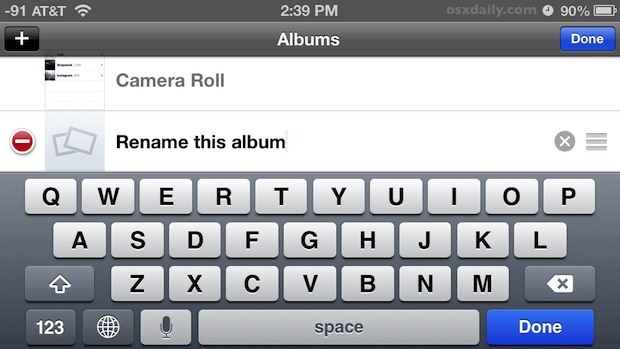 Rinominare un album fotografico su iPhone e iPod touch