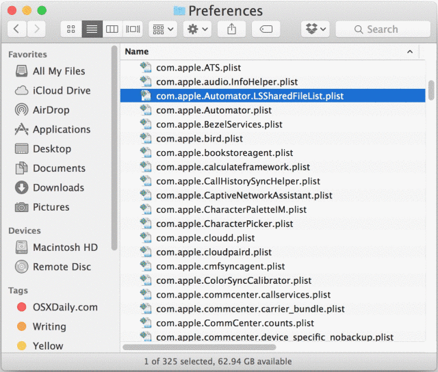Cambia la dimensione del carattere del testo del Finder in Mac OS X.