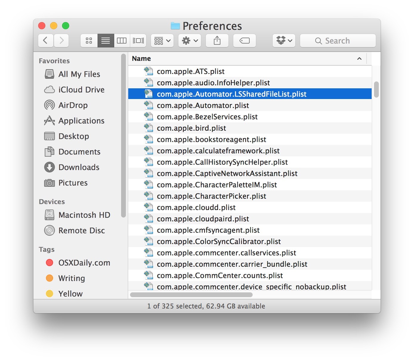 Le dimensioni ridotte dei caratteri sono predefinite in Mac OS X Finder