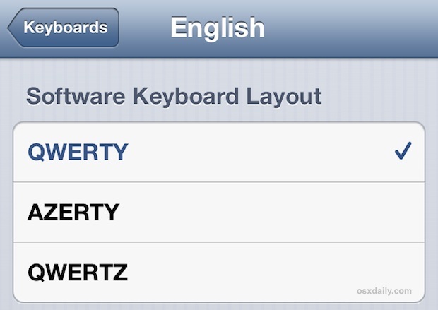Cambia il layout della tastiera in iOS