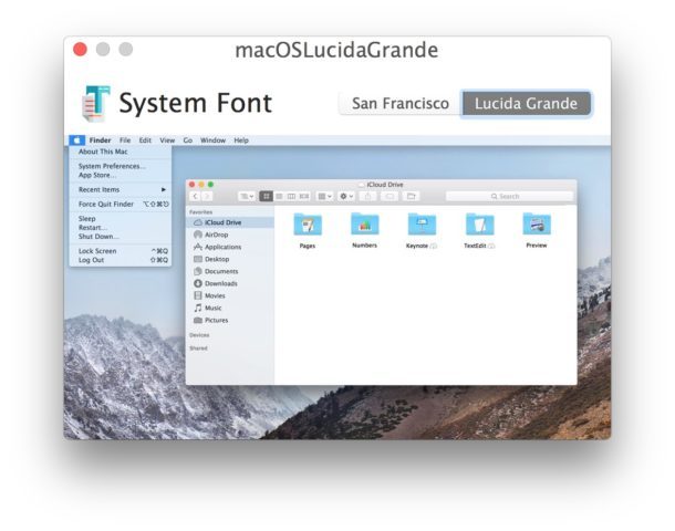Cambia il carattere del sistema MacOS in Lucida Grande