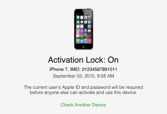 Stato del blocco di attivazione iCloud su un iPhone
