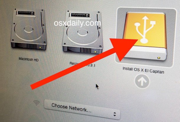 Passaggio 1: avvio dall'unità Install OS X El Capitan