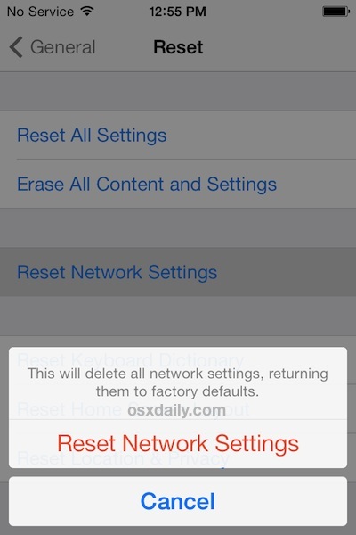 Ripristina le impostazioni di rete in iOS