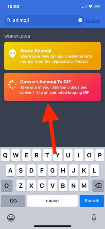 Converti Animoji in GIF animate su iPhone