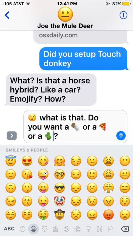 Messaggio Emoji convertito da parole in icone emoji in Messaggi su iPhone