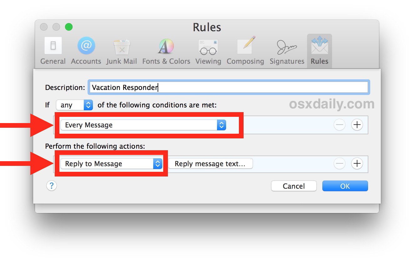 Come creare un autorisponditore per e-mail in Mail per Mac