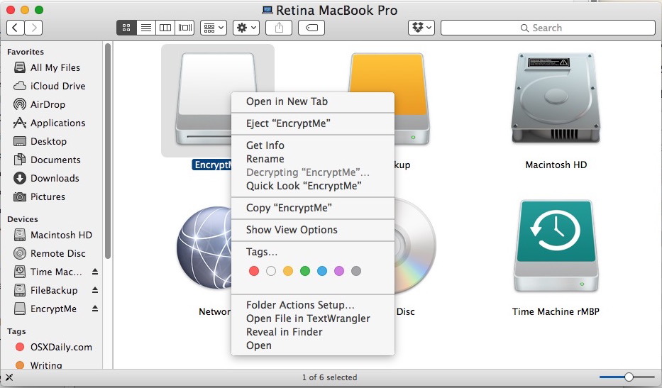 Decrittografia di un'unità USB su un Mac