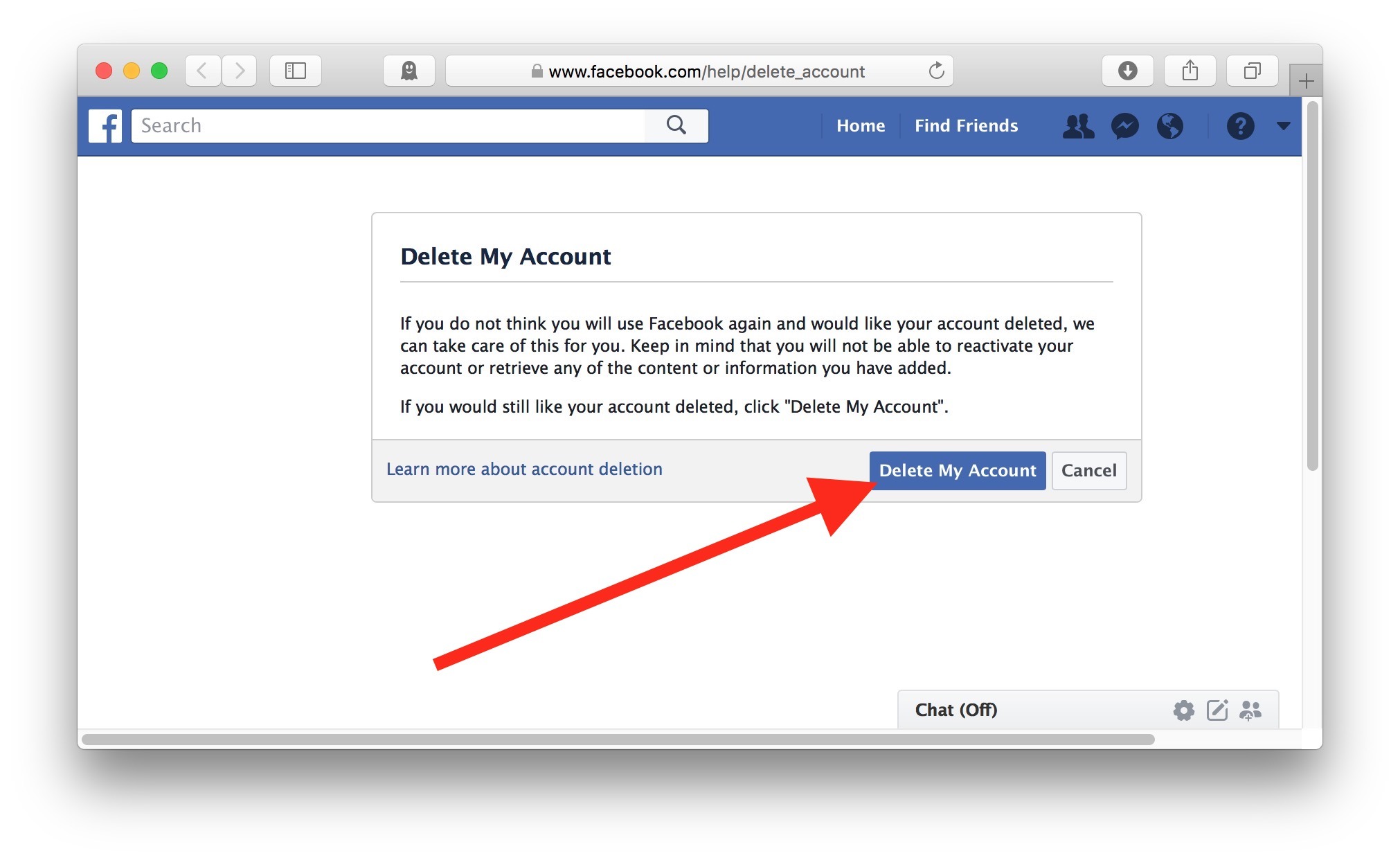 Come eliminare l'account Facebook