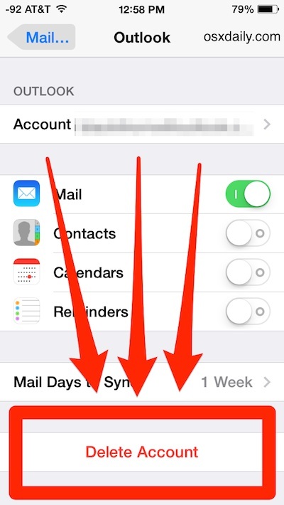 Elimina un account di posta elettronica in iOS