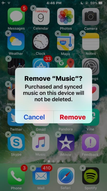 Come eliminare l'app predefinita su iPhone o iPad scegliendo Rimuovi
