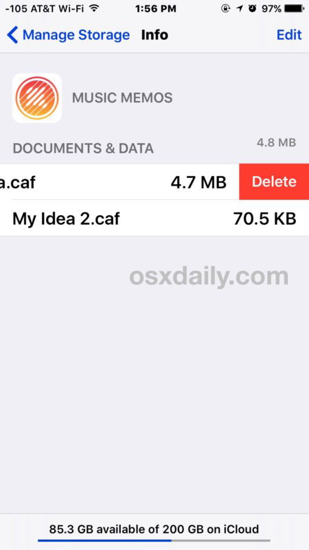 Elimina documenti e dati su iCloud iOS