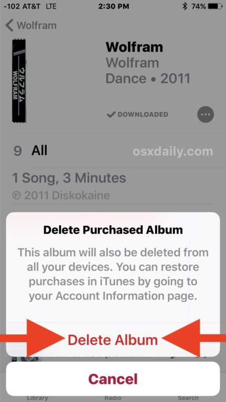 Come eliminare la musica in iOS