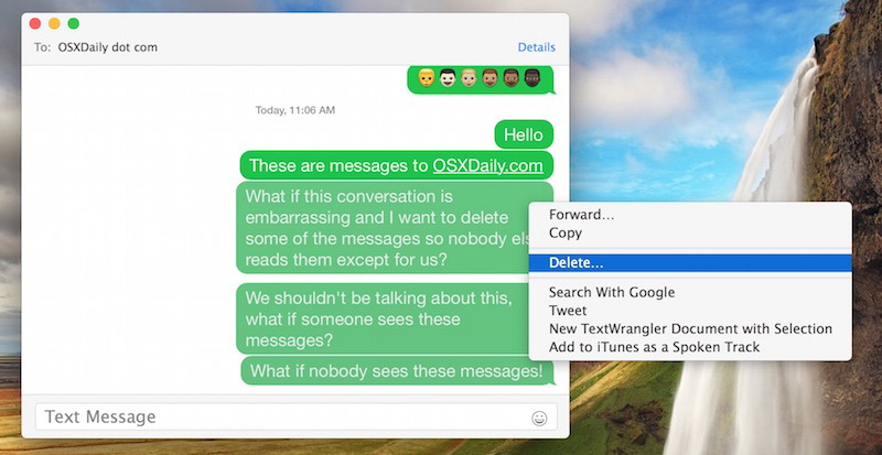 Eliminazione di più segmenti di messaggio in Messaggi per Mac OS X
