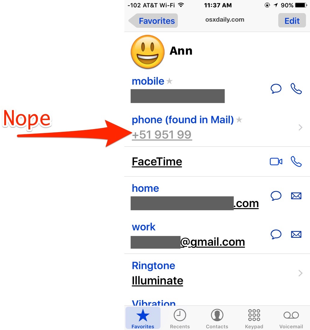 Rimuovi i suggerimenti di contatto da Mail in iOS