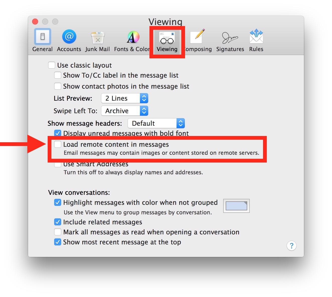 Come disabilitare il caricamento remoto di contenuti e immagini in Mail per Mac