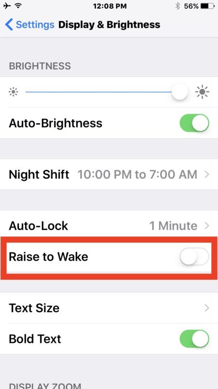 Disattiva Raise to Wake su iPhone