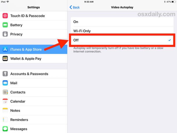 Disattiva la riproduzione automatica dei video nell'App Store iOS