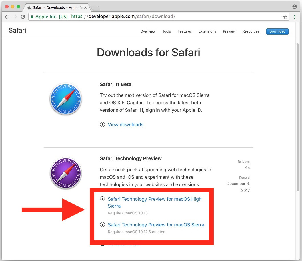 Dove scaricare Safari Technology Preview