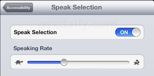 Abilita la selezione del parlato in iOS