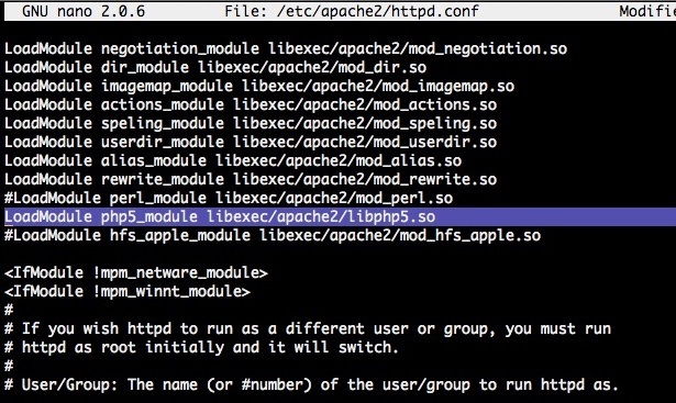 Abilita PHP5 in OS X