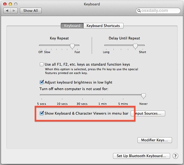 Abilita l'input da tastiera virtuale in Mac OS X