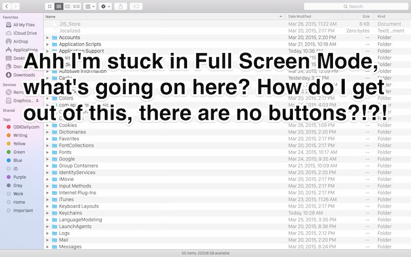 Bloccato in modalità schermo intero su Mac OS X ahhh