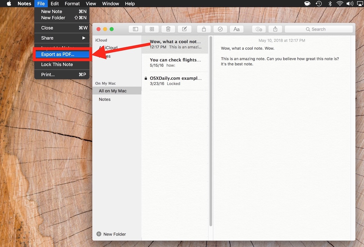 Come esportare note come PDF su Mac