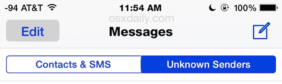 Filtra i messaggi dei mittenti sconosciuti in iOS