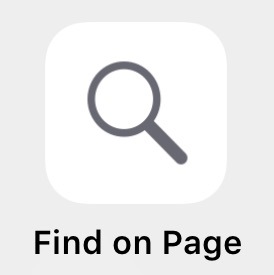 L'opzione del pulsante Trova sulla pagina in Safari per iOS