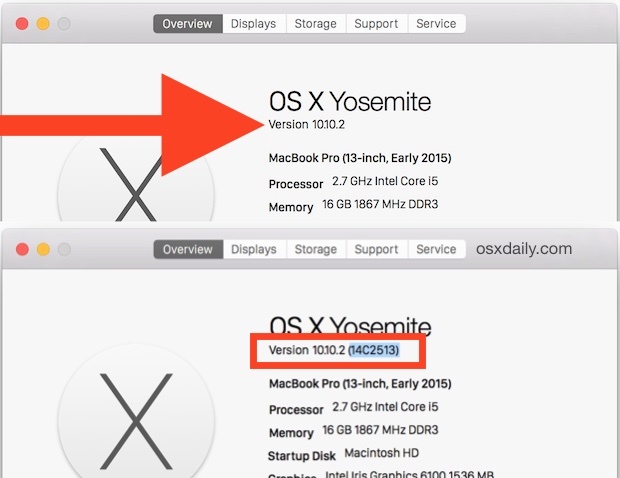 Mostra il numero di build di Mac OS X dalla panoramica Informazioni su questo Mac