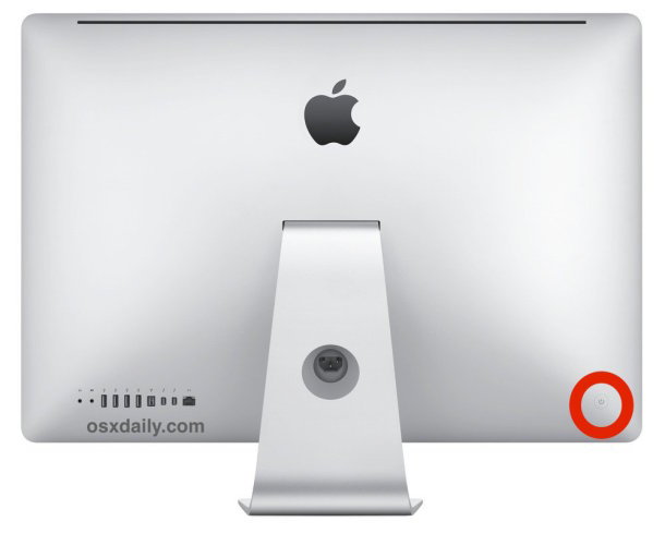 Posizione del pulsante di accensione di iMac