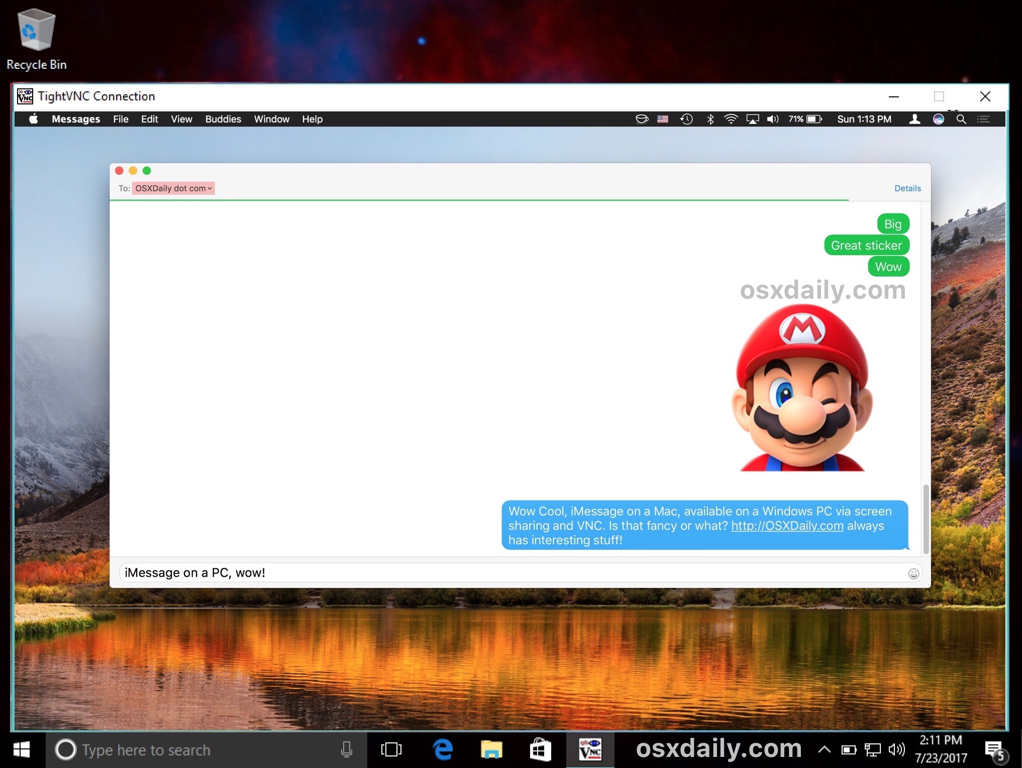 IMessage su PC tramite Screen Sharing di un Mac