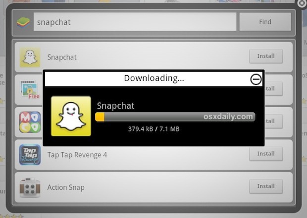 Installa Snapchat in Bluestacks su Mac
