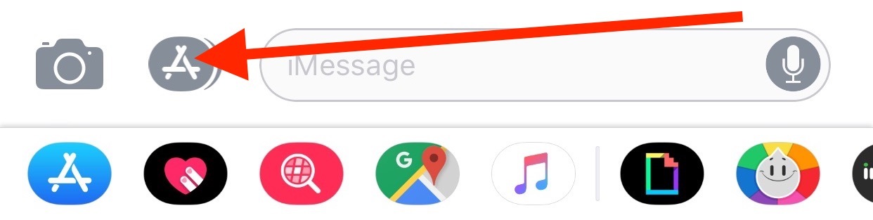 Tocca per nascondere il cassetto delle applicazioni iMessage in iOS 11