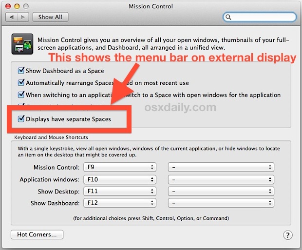 Mostra la barra dei menu su display esterni in Mac OS X