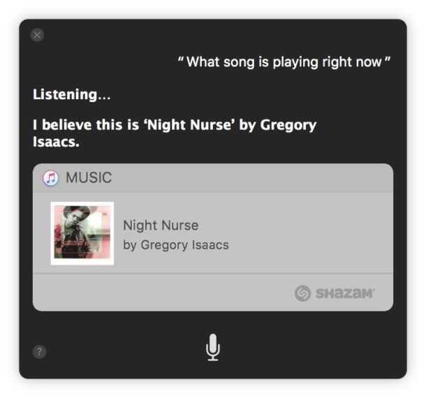 Identificazione del brano riprodotto su un Mac con Siri