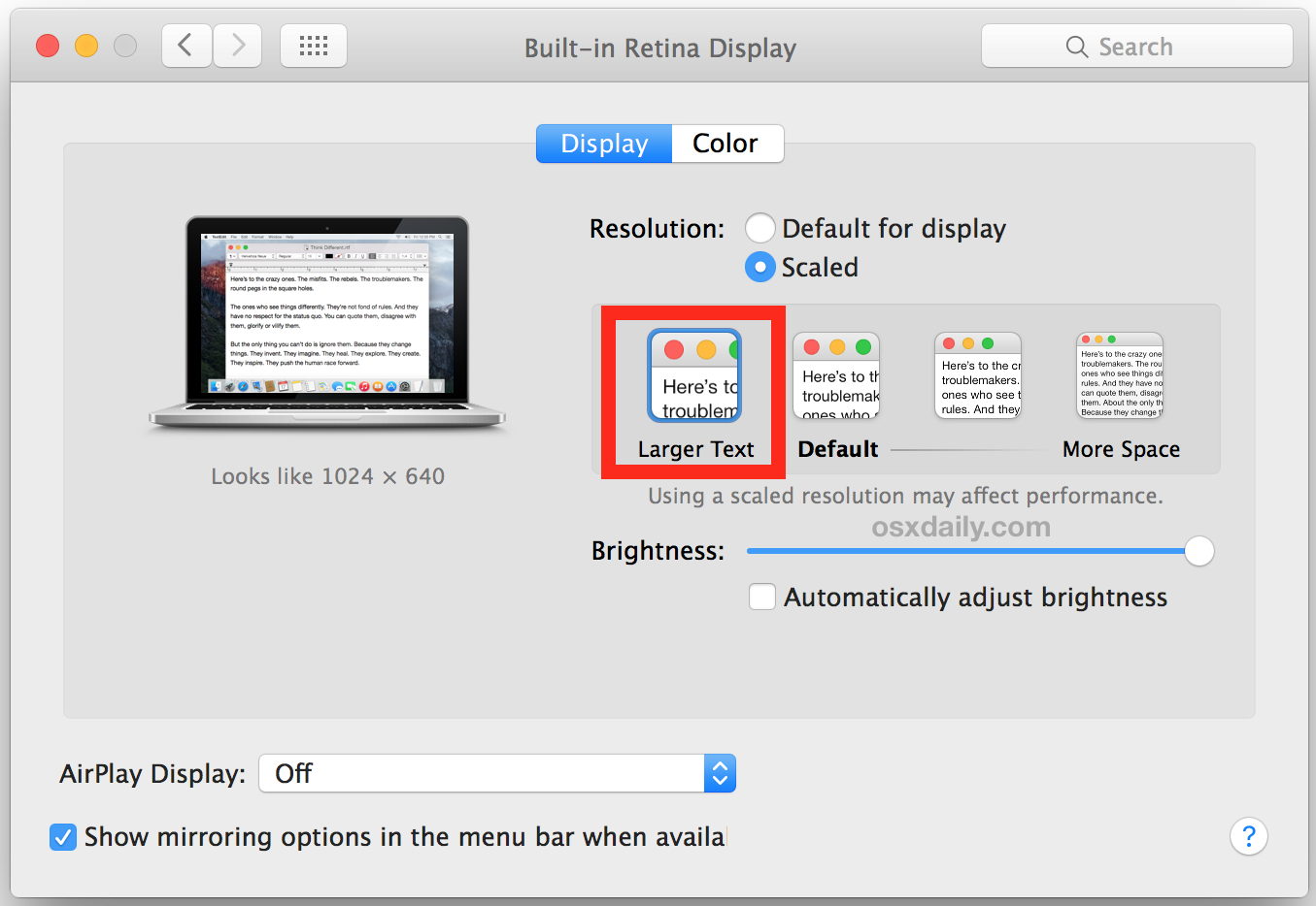 Aumenta le dimensioni del testo del sistema Mac con l'opzione di ridimensionamento del testo più grande