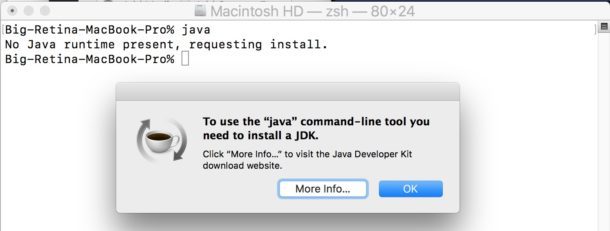 Inizia l'installazione di Java su MacOS