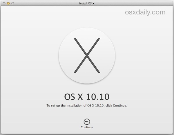 Schermata di installazione di OS X 10.10